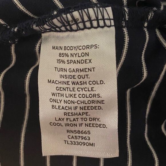 Leith Stretchy ruched sides tulip asymmetric skirt Navy White striped Small S - Picture 6 of 6